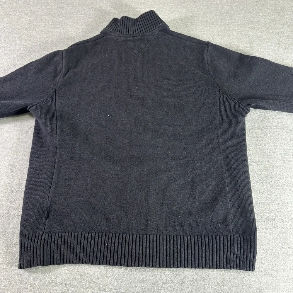 Tommy Hilfiger Sweater‎ Mens Size Large Black Full Zip Knit Mock Neck Pockets - Picture 4 of 6